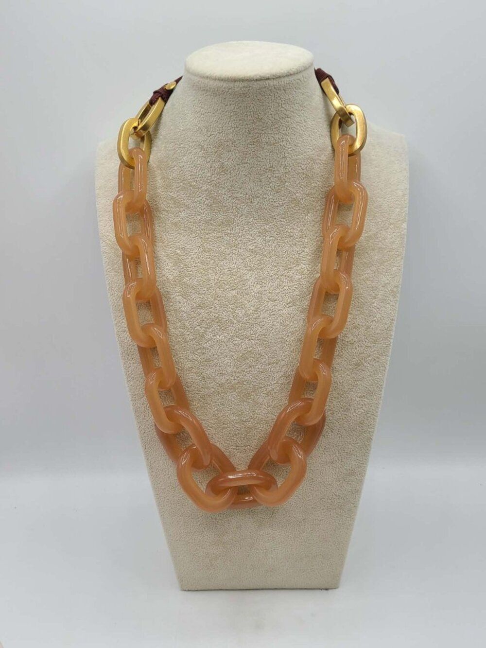J Crew Long Oversize Lucite Chain Link Necklace in Light Brown